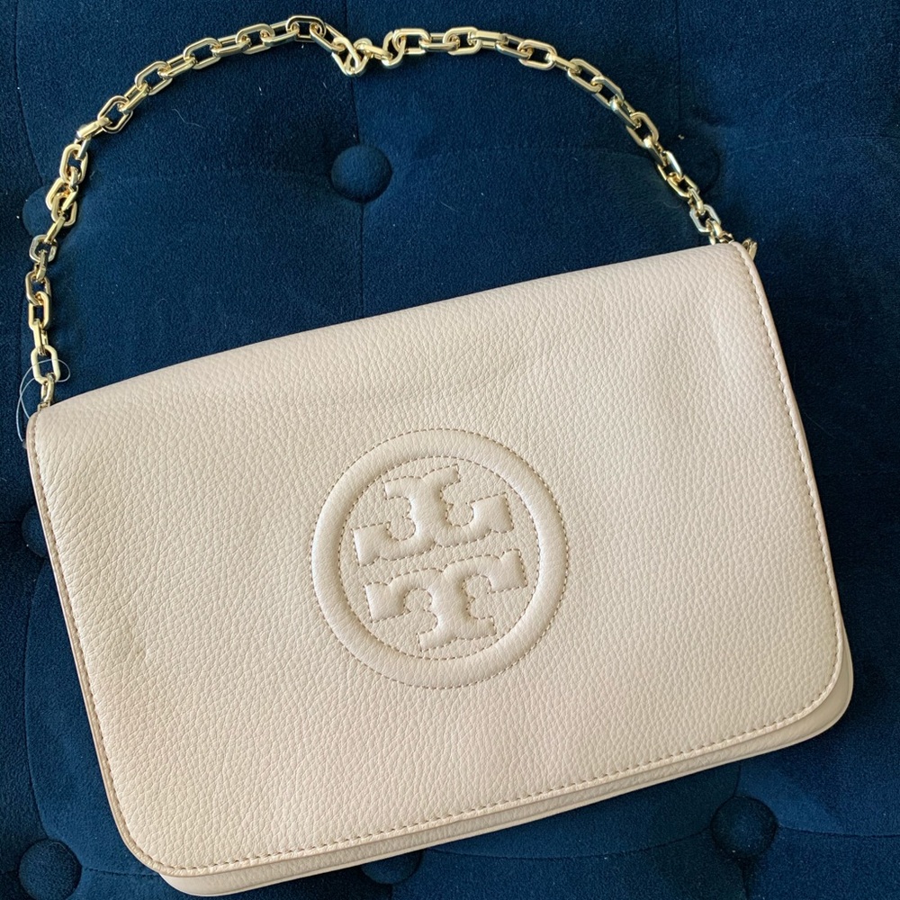Tory Burch cream colored clutch